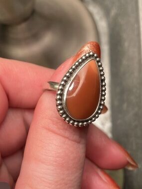 Bruneau jasper sterling silver tear drop ring size 7.25 by Lacey Frank